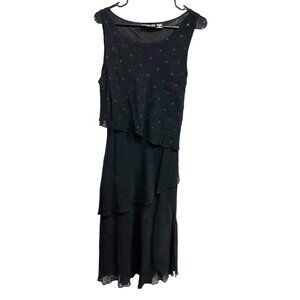 Lola P Black Sleeveless Tiered Maxi Dress Womens Sz Large Whimsigoth Fairy Core